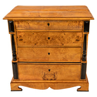 Antique Swedish Biedermeier Golden Birch Ebonized Chest of Drawers Dresser, Circa 1820
