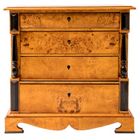 Antique Swedish Biedermeier Golden Birch Ebonized Chest of Drawers Dresser, Circa 1820