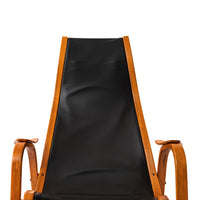 Pair Mid Century Yngve Ekstrom Swedese Lamino Black Leather Lounge Chairs, 1950's