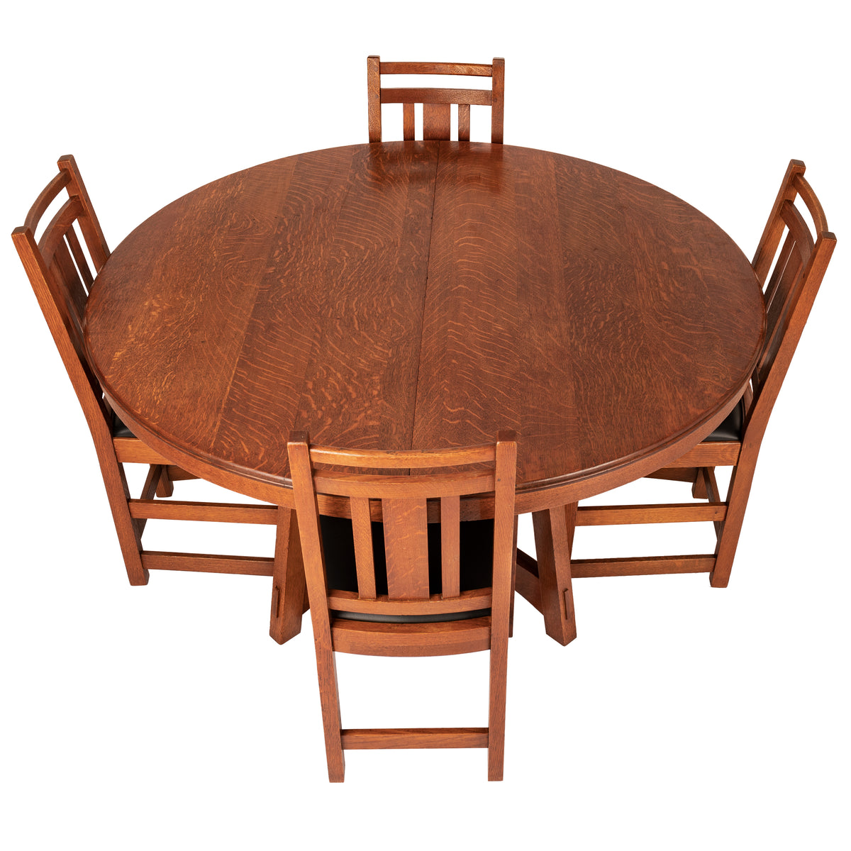 Antique American Mission Arts & Crafts Oak Limbert Table #1480 & Six Chairs, circa 1905