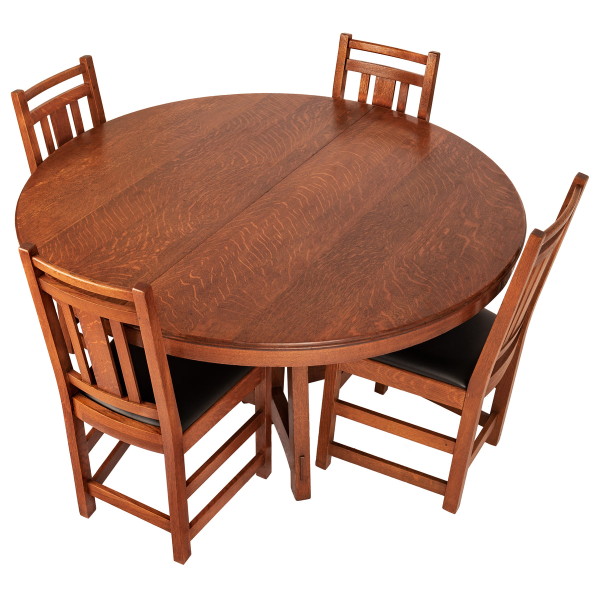 Antique American Mission Arts & Crafts Oak Limbert Table #1480 & Six Chairs, circa 1905