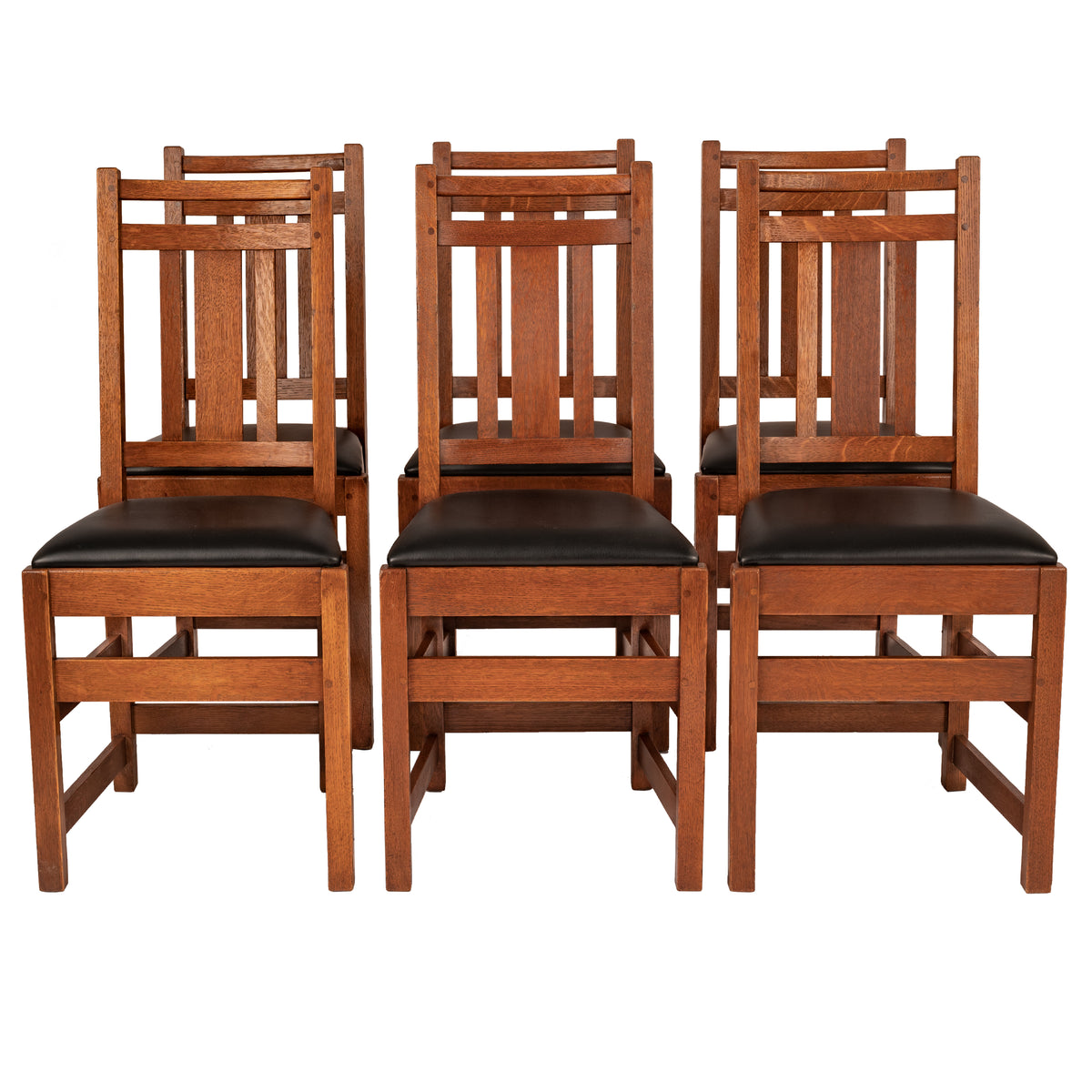 Antique American Mission Arts & Crafts Oak Limbert Table #1480 & Six Chairs, circa 1905