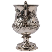 Antique Irish Sterling Silver Chalice Dog Hare Coursing Hunting Trophy Dublin, 1884