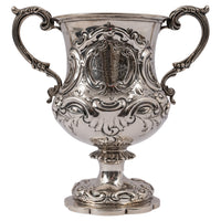 Antique Irish Sterling Silver Chalice Dog Hare Coursing Hunting Trophy Dublin, 1884
