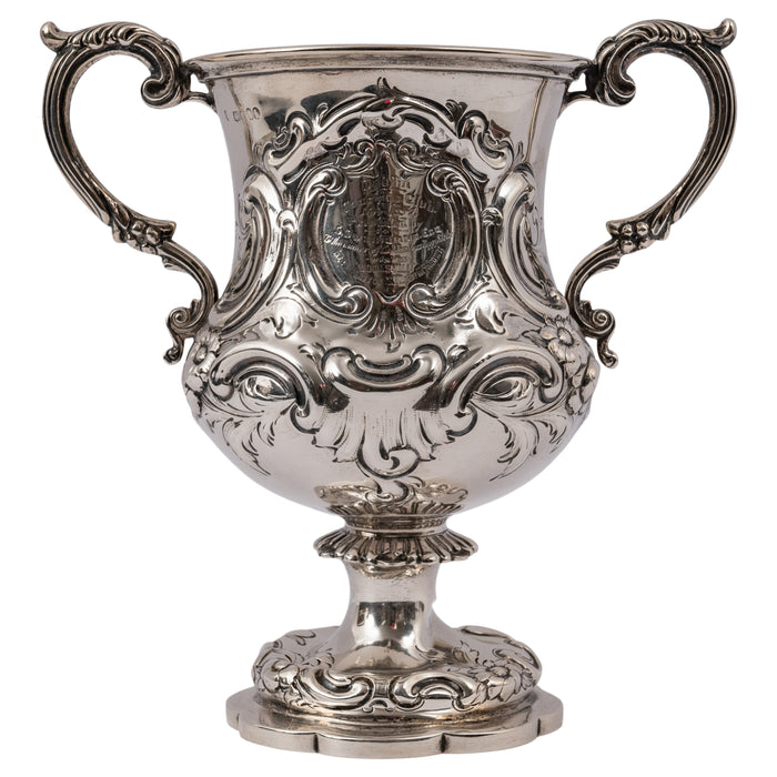 Antique Irish Sterling Silver Chalice Dog Hare Coursing Hunting Trophy Dublin, 1884