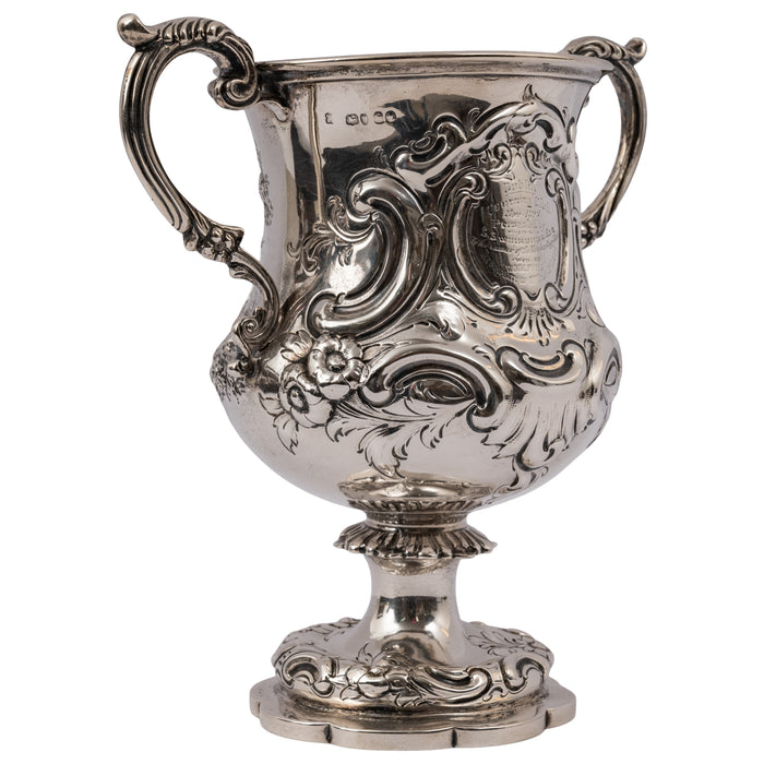 Antique Irish Sterling Silver Chalice Dog Hare Coursing Hunting Trophy Dublin, 1884