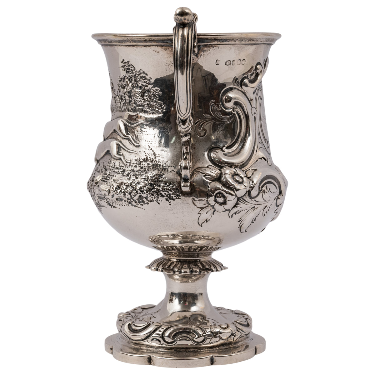 Antique Irish Sterling Silver Chalice Dog Hare Coursing Hunting Trophy Dublin, 1884