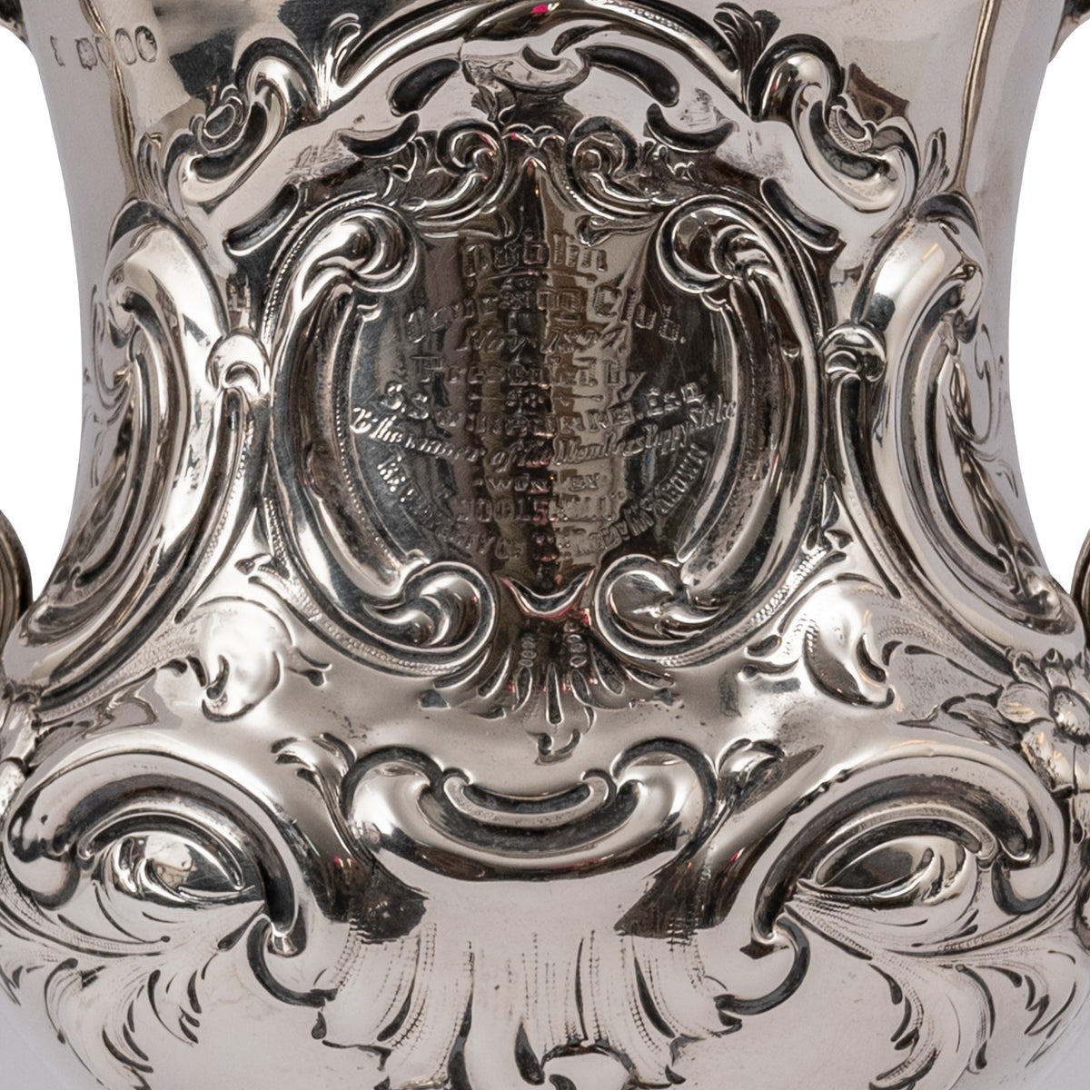 Antique Irish Sterling Silver Chalice Dog Hare Coursing Hunting Trophy Dublin, 1884