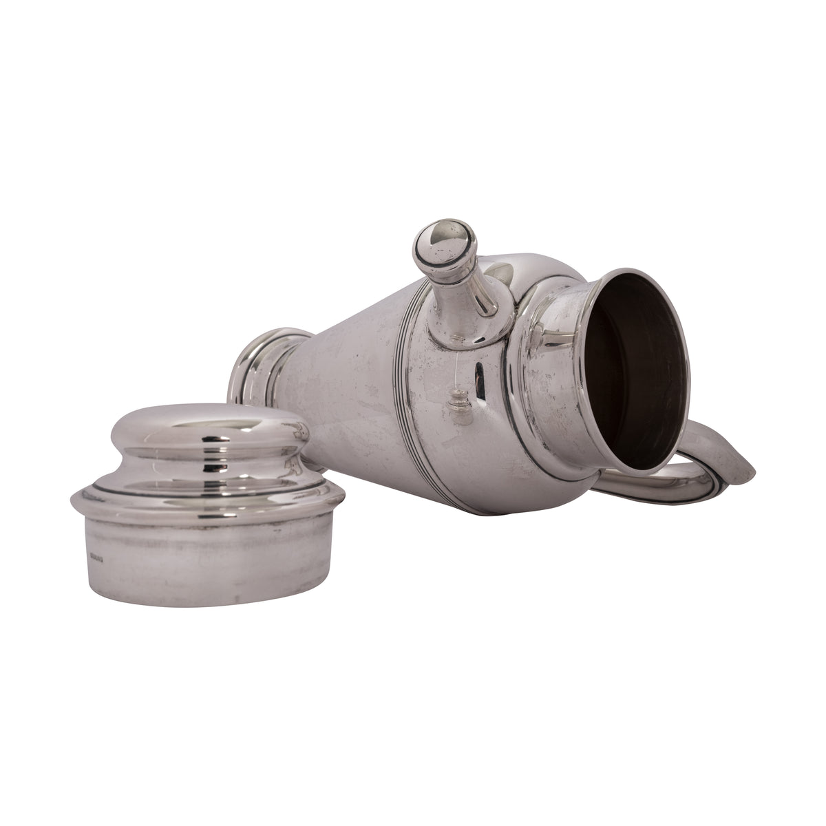 Antique American Art Deco Sterling Silver Cocktail Shaker Pitcher by Fisher, Circa 1930