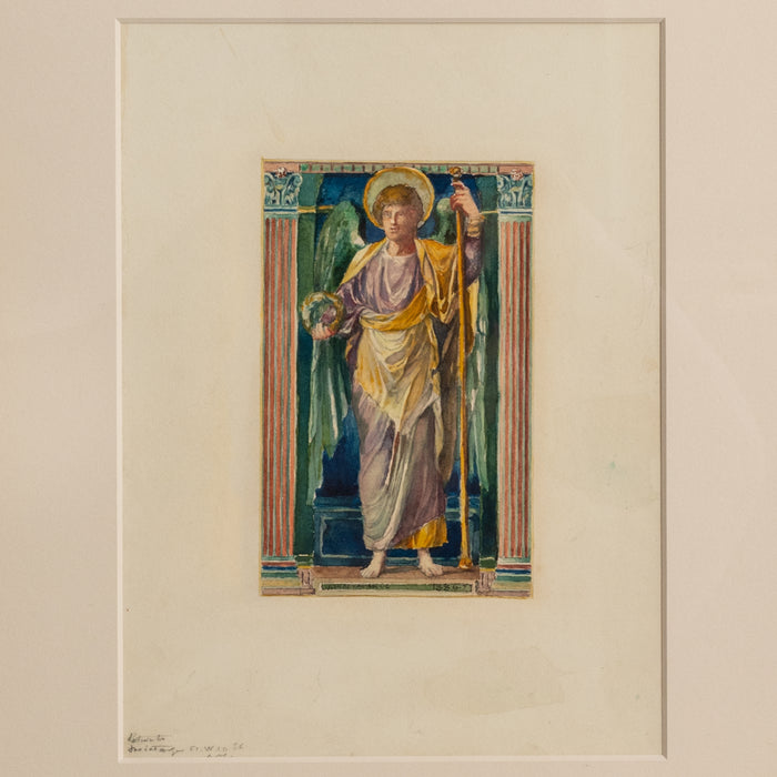 American Watercolor Angel Painting Stained Glass John La Farge New York 1886