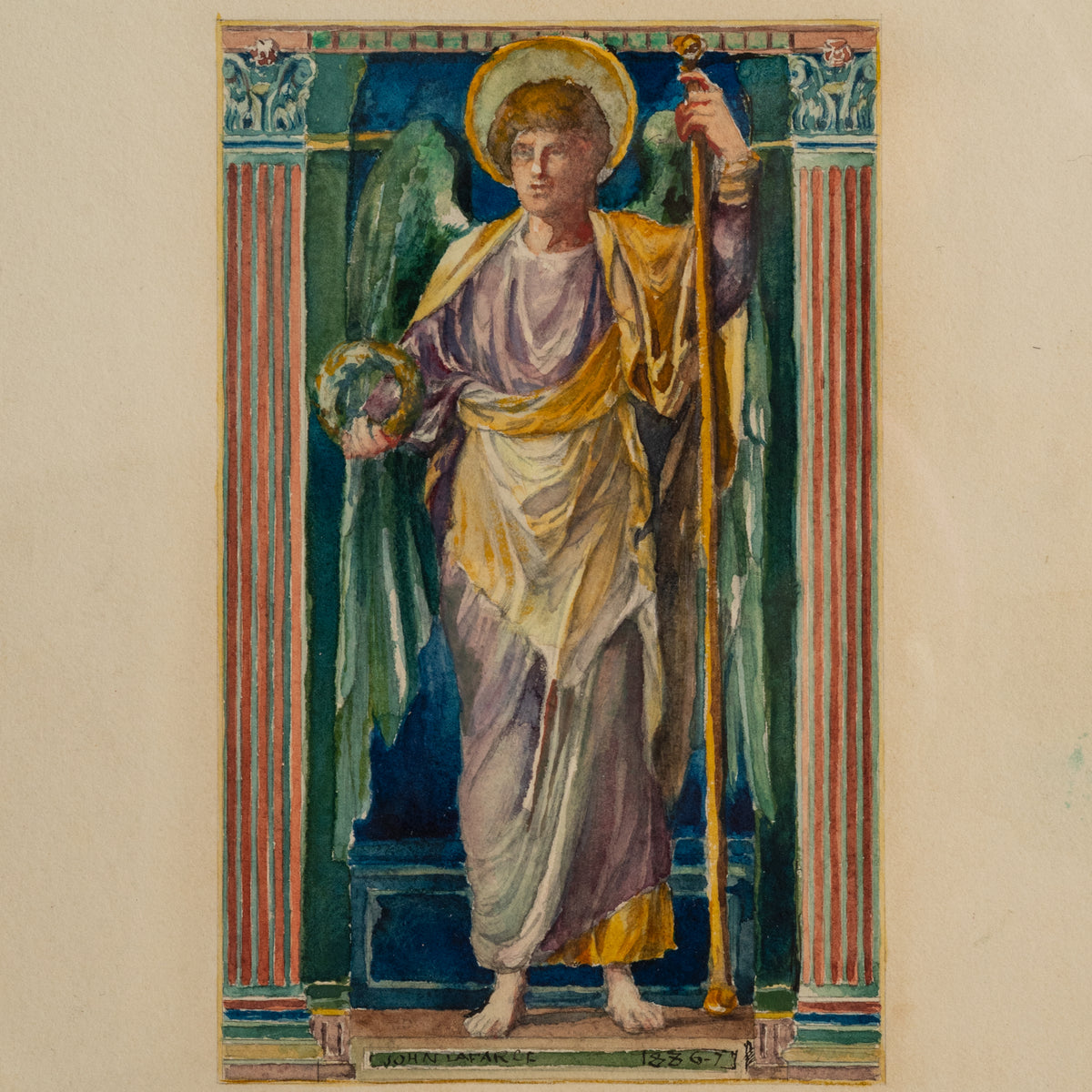 American Watercolor Angel Painting Stained Glass John La Farge New York 1886