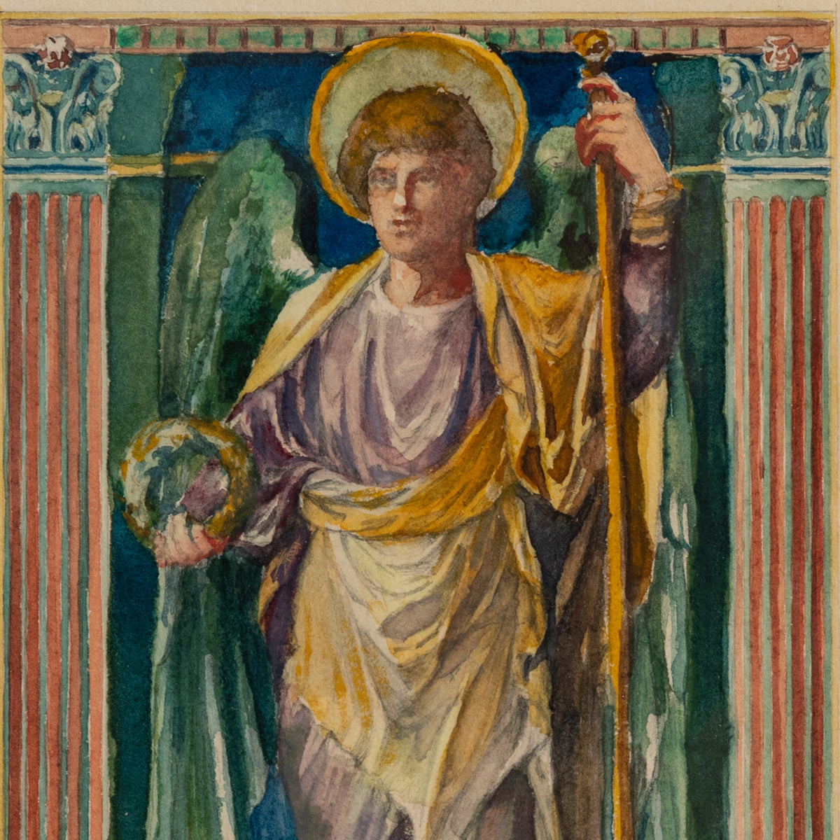 American Watercolor Angel Painting Stained Glass John La Farge New York 1886
