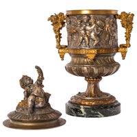 Antique French Gilt Bronze Ormolu Napoleon III Lidded Wine Urn Cooler, Circa 1870