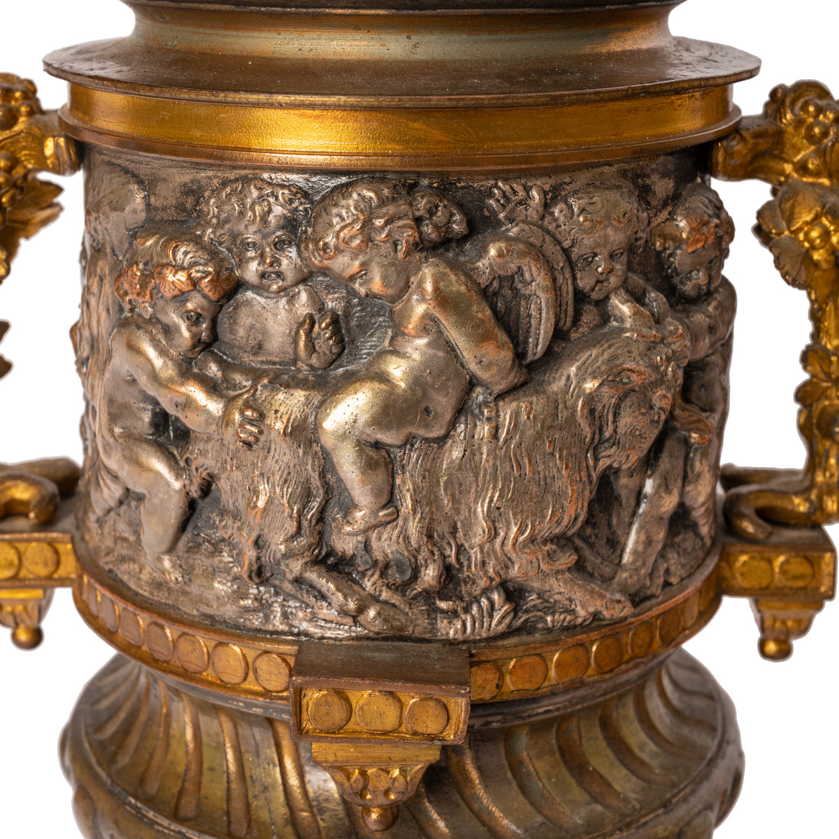 Antique French Gilt Bronze Ormolu Napoleon III Lidded Wine Urn Cooler, Circa 1870