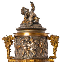 Antique French Gilt Bronze Ormolu Napoleon III Lidded Wine Urn Cooler, Circa 1870