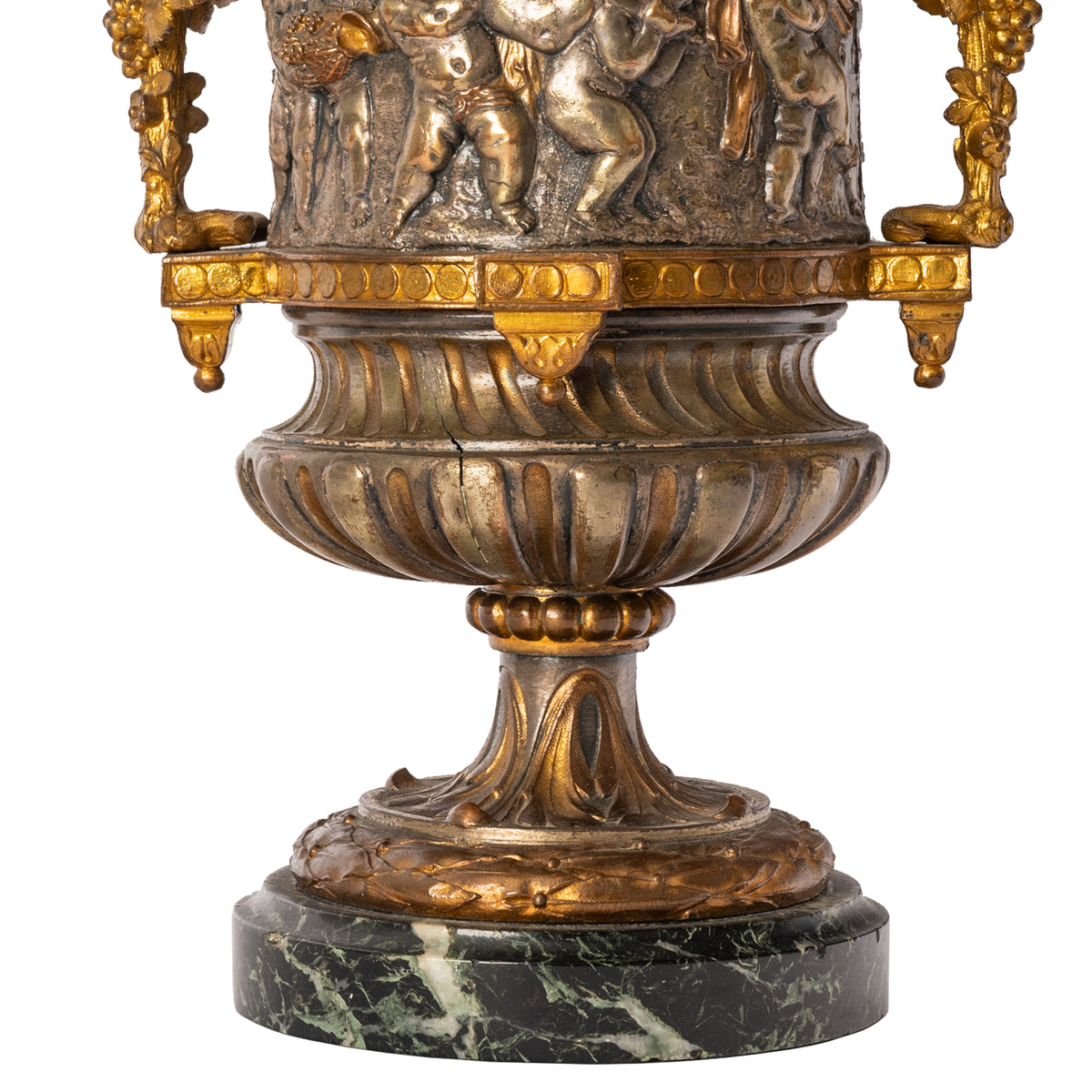 Antique French Gilt Bronze Ormolu Napoleon III Lidded Wine Urn Cooler, Circa 1870