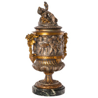 Antique French Gilt Bronze Ormolu Napoleon III Lidded Wine Urn Cooler, Circa 1870