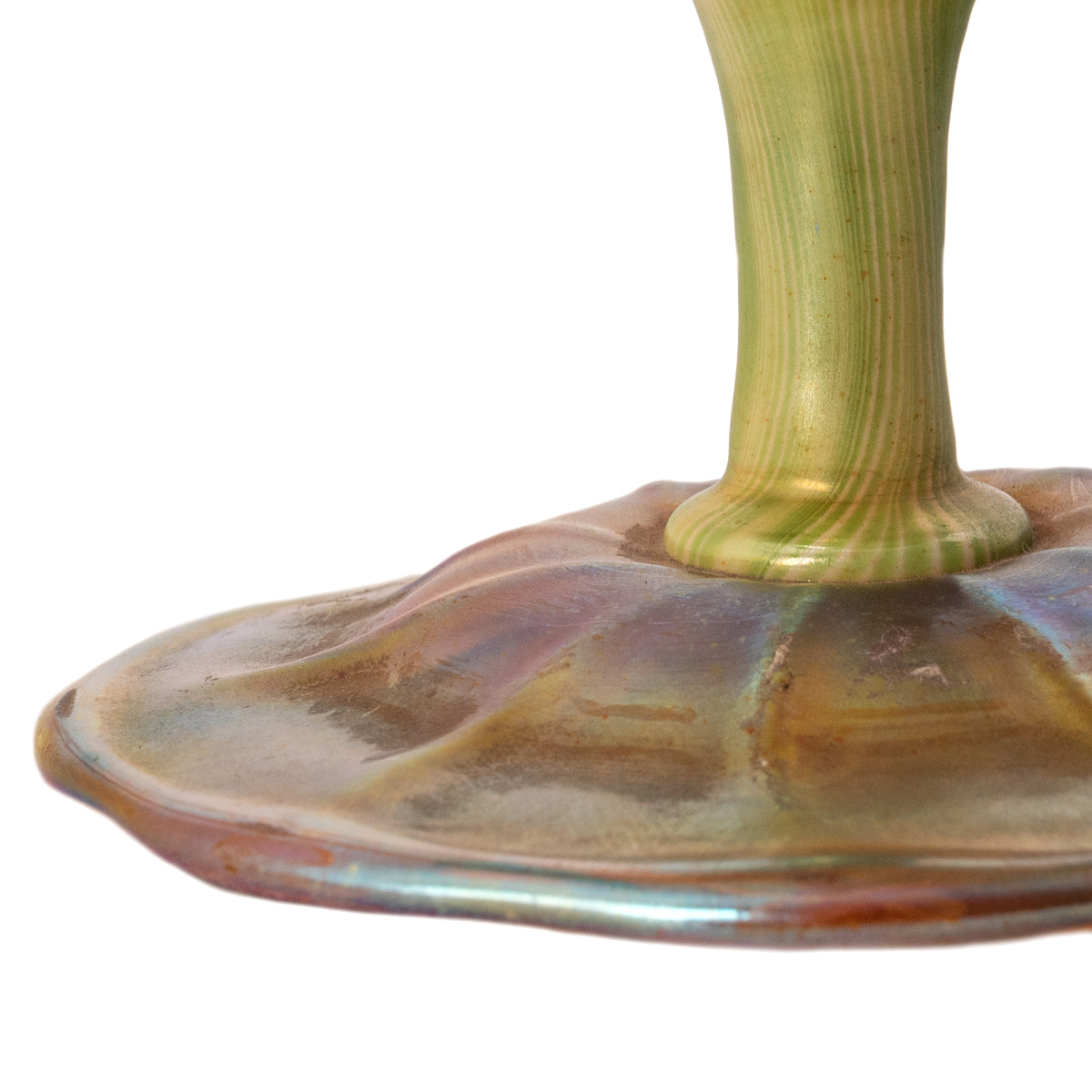 Antique L. C. Tiffany Favrile Large Floriform Feathered Iridescent Glass Vase, Circa 1908