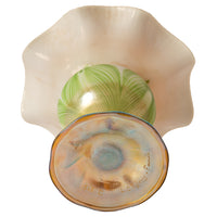 Antique L. C. Tiffany Favrile Large Floriform Feathered Iridescent Glass Vase, Circa 1908