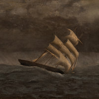 Gideon Jacques Denny Antique Oil on Canvas Marine Sailing Ship Painting Stormy Sea California 1865
