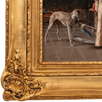 Important Antique Italian Oil on Panel Painting Costume Genre Dog & Beauty Francesco Vinea, 1873
