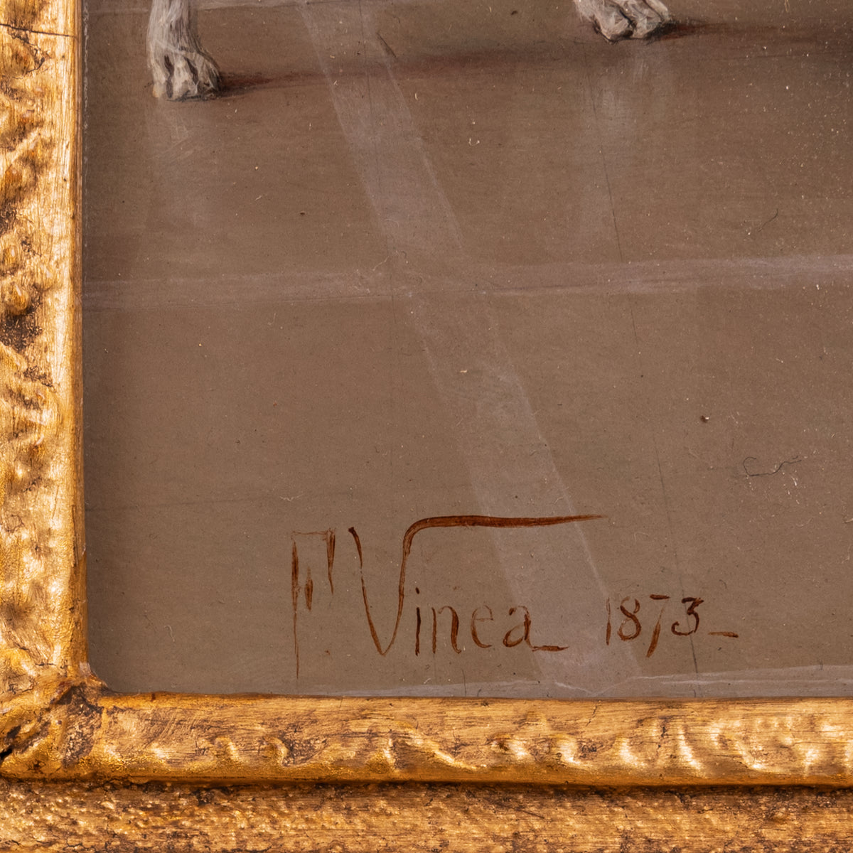 Important Antique Italian Oil on Panel Painting Costume Genre Dog & Beauty Francesco Vinea, 1873