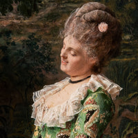 Important Antique Italian Oil on Panel Painting Costume Genre Dog & Beauty Francesco Vinea, 1873