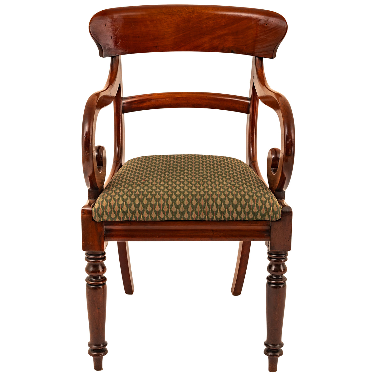 Antique 19th Century Georgian Regency Mahogany Armchair Library Desk Chair, Circa 1820