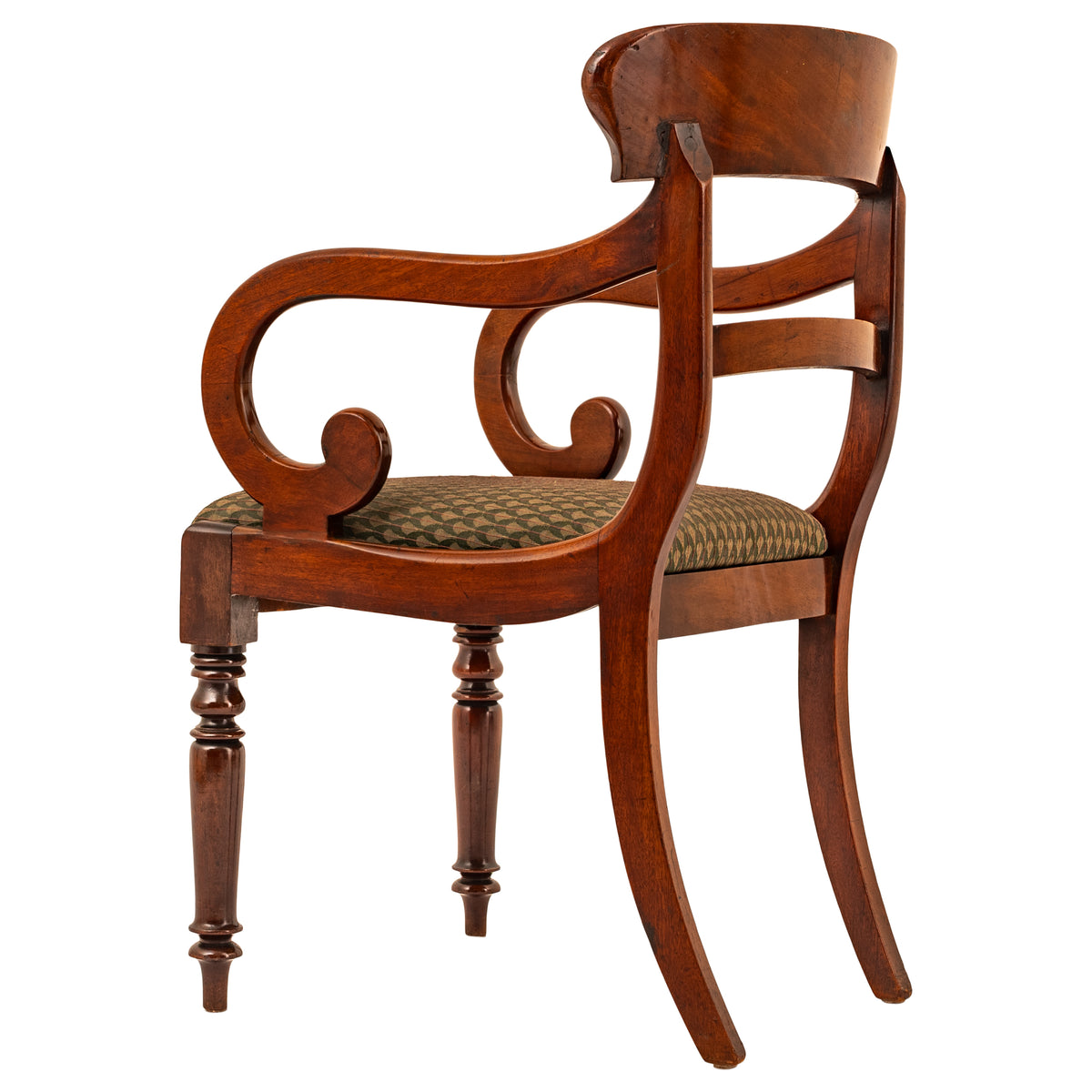 Antique 19th Century Georgian Regency Mahogany Armchair Library Desk Chair, Circa 1820