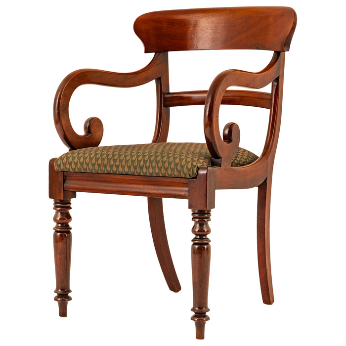Antique 19th Century Georgian Regency Mahogany Armchair Library Desk Chair, Circa 1820