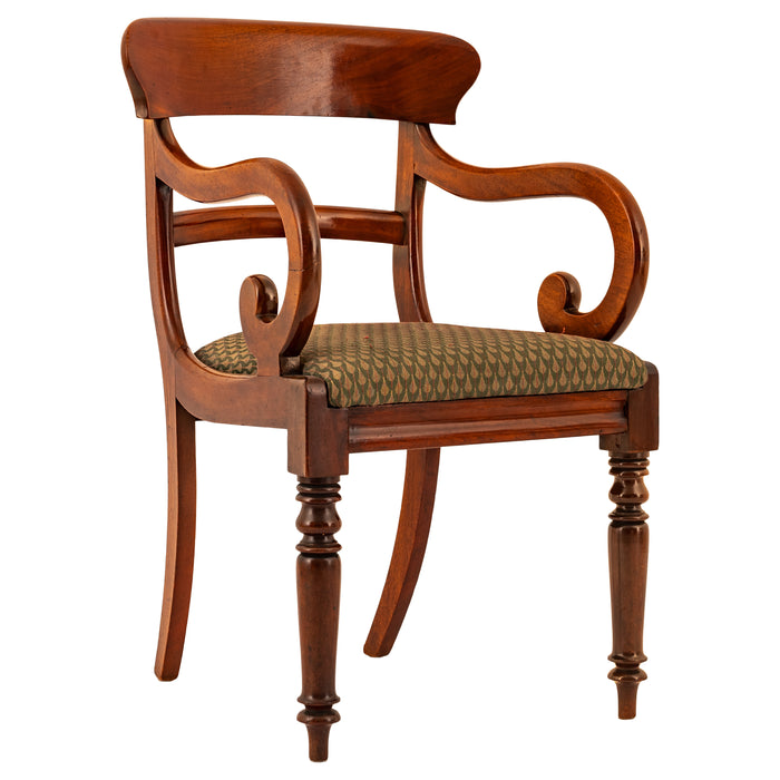 Antique 19th Century Georgian Regency Mahogany Armchair Library Desk Chair, Circa 1820
