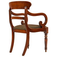 Antique 19th Century Georgian Regency Mahogany Armchair Library Desk Chair, Circa 1820