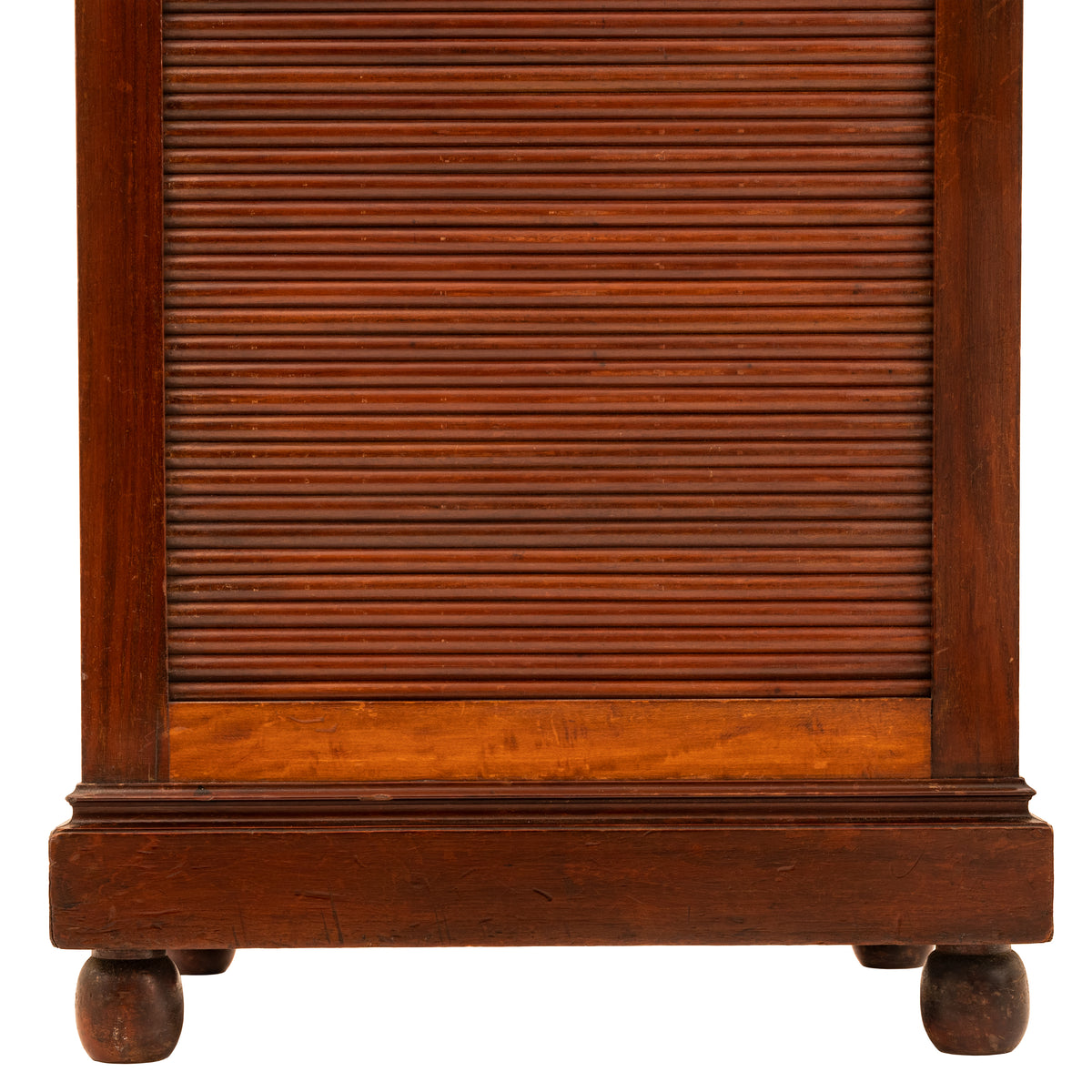 Antique French Louis XV Walnut Ormolu Tambour Roll Top File Cabinet Paris, Circa 1900