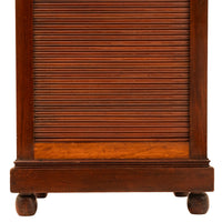 Antique French Louis XV Walnut Ormolu Tambour Roll Top File Cabinet Paris, Circa 1900