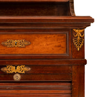 Antique French Louis XV Walnut Ormolu Tambour Roll Top File Cabinet Paris, Circa 1900