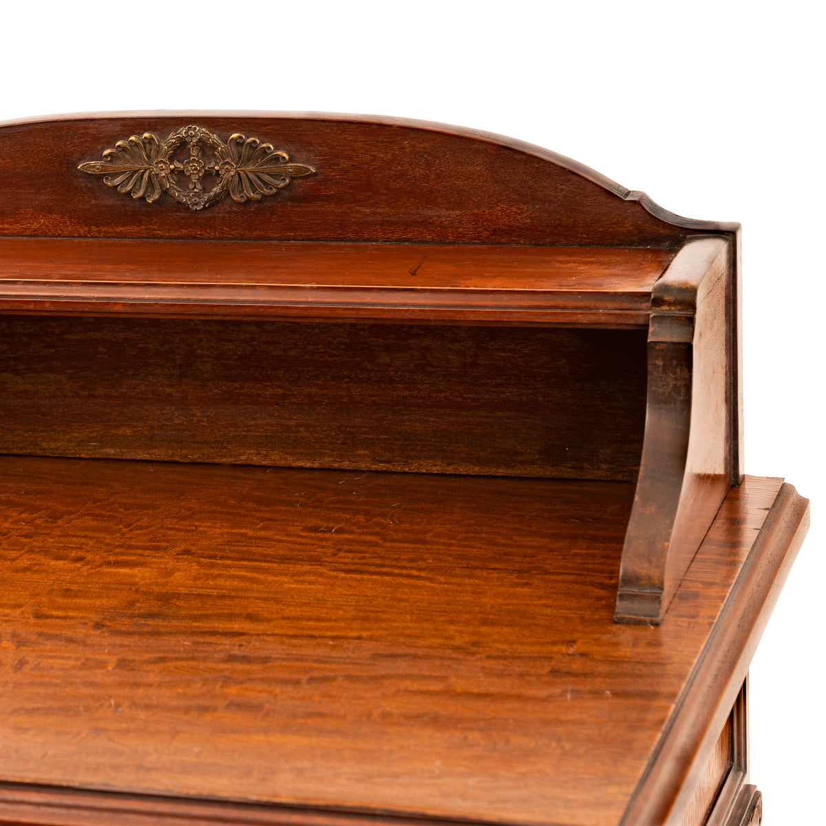 Antique French Louis XV Walnut Ormolu Tambour Roll Top File Cabinet Paris, Circa 1900