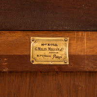 Antique French Louis XV Walnut Ormolu Tambour Roll Top File Cabinet Paris, Circa 1900