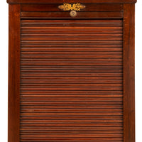 Antique French Louis XV Walnut Ormolu Tambour Roll Top File Cabinet Paris, Circa 1900