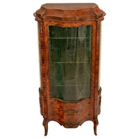 Fine Antique French Louis XV Kingwood Ormolu Bombe Shaped Marquetry Vitrine, Circa 1880