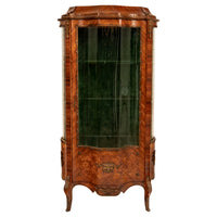Fine Antique French Louis XV Kingwood Ormolu Bombe Shaped Marquetry Vitrine, Circa 1880