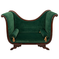 Antique American Federal Empire Carved Mahogany High Arm Back Sofa Loveseat 1815