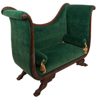 Antique American Federal Empire Carved Mahogany High Arm Back Sofa Loveseat 1815
