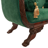 Antique American Federal Empire Carved Mahogany High Arm Back Sofa Loveseat 1815