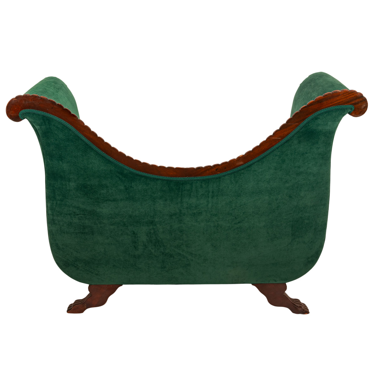 Antique American Federal Empire Carved Mahogany High Arm Back Sofa Loveseat 1815