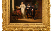 Henri Jean Baptiste Victoire Fradelle, Antique French Oil on Canvas Shakespearian Lovers Historical Interior Scene, Circa 1810