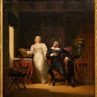 Henri Jean Baptiste Victoire Fradelle, Antique French Oil on Canvas Shakespearian Lovers Historical Interior Scene, Circa 1810