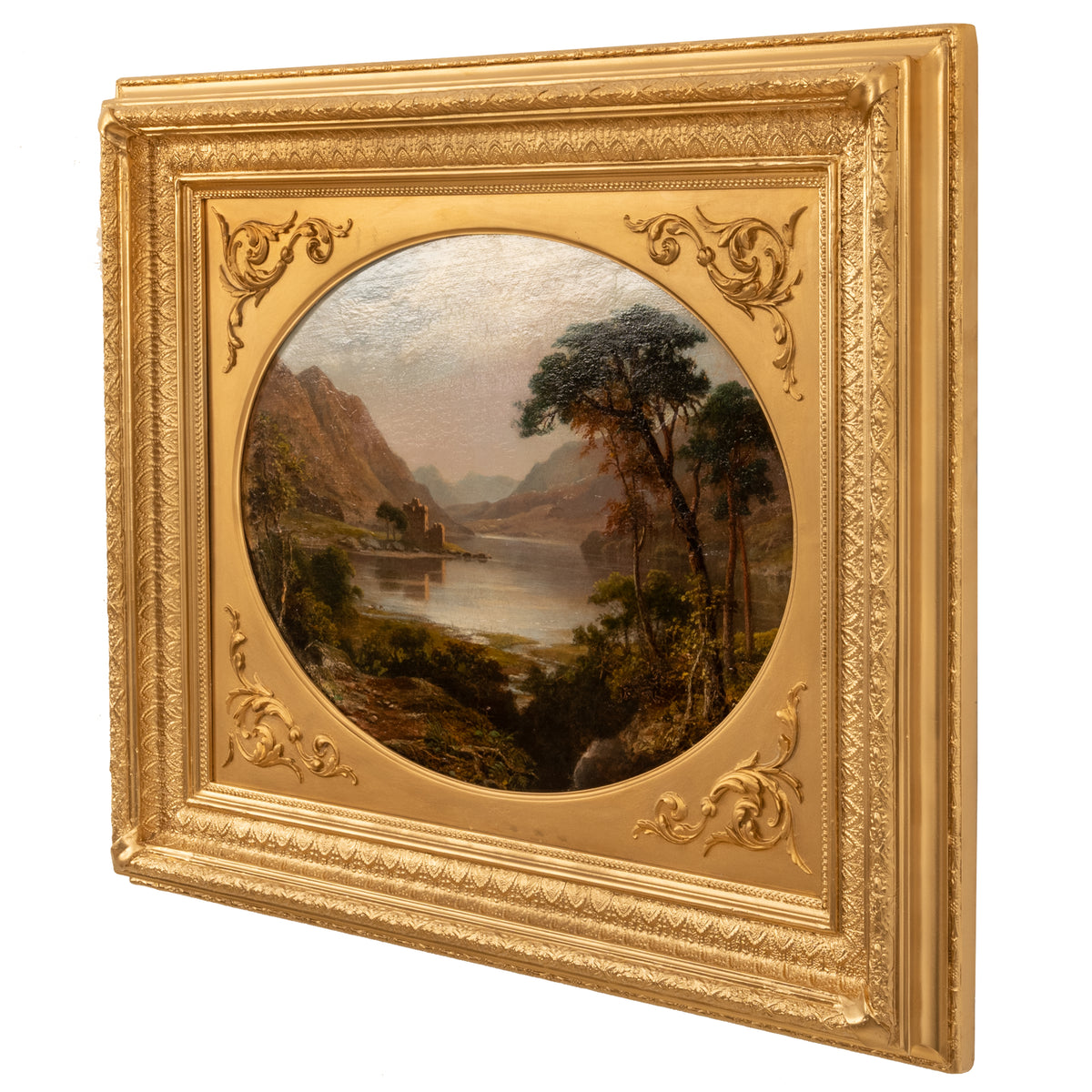 Pair Antique Oil Paintings Scottish Highland Loch Scenes G. F. Buchanan, 1872