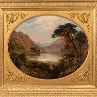 Pair Antique Oil Paintings Scottish Highland Loch Scenes G. F. Buchanan, 1872