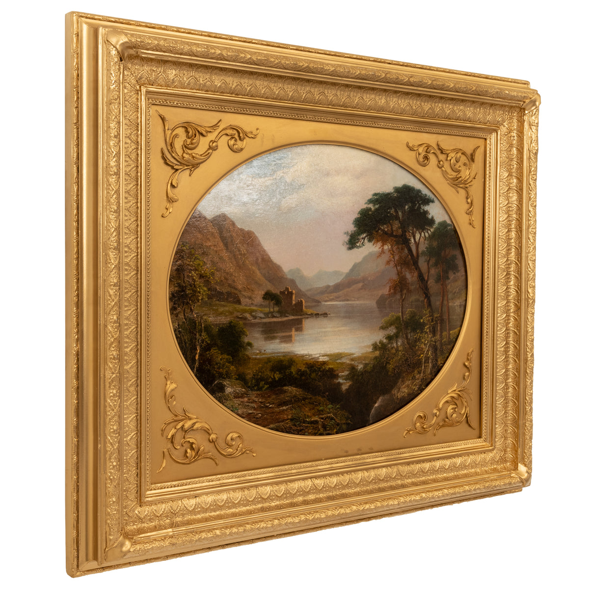Pair Antique Oil Paintings Scottish Highland Loch Scenes G. F. Buchanan, 1872