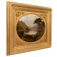 Pair Antique Oil Paintings Scottish Highland Loch Scenes G. F. Buchanan, 1872